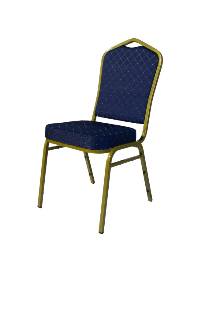 Euro Chair - Blue Diagonal Pattern With Gold Frame