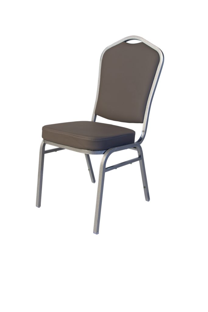Steel Chair - Grey Leatherette With Silver Frame